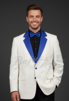 Herrenjacke Elferrat weiß, blauer Kragen Gr. 60 Sonderangebot