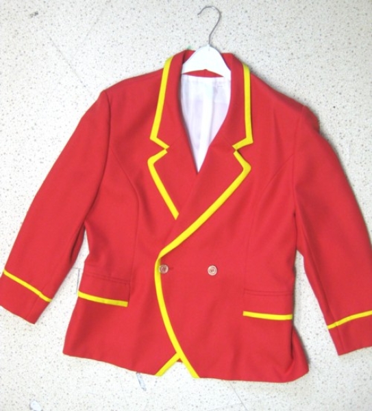 Damenjacke rot-gelber Rand Größe 46 Sonderangebot