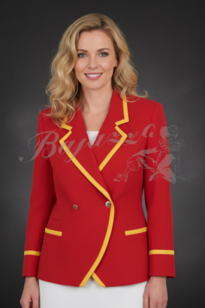 Damenjacke rot-gelber Rand Größe 46 Sonderangebot