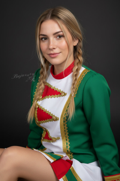 27 Tanzmariechenuniform grün-rot-weiß Sonderpreis 38