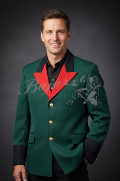 Schützenjacke grün-schwarz-rot mit Manchetten Sonderangebot