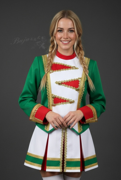 27 Tanzmariechenuniform grün-rot-weiß Sonderpreis 38