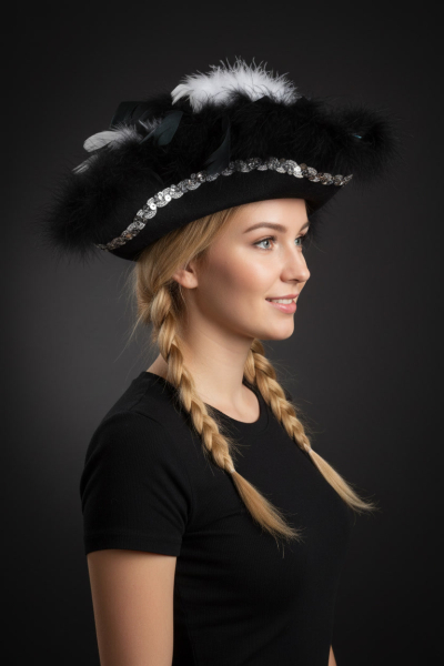 Schwarz-weißer Mariechenhut